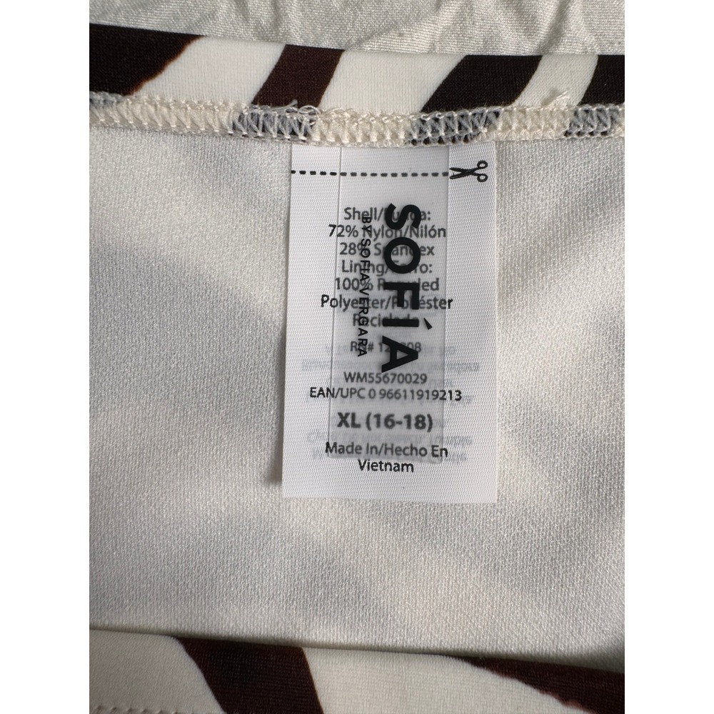 Mob Wife Sofia Vergara Zebra Print Glalm One Shoulder Bikini NEW Brown White XL - Picture 4 of 7